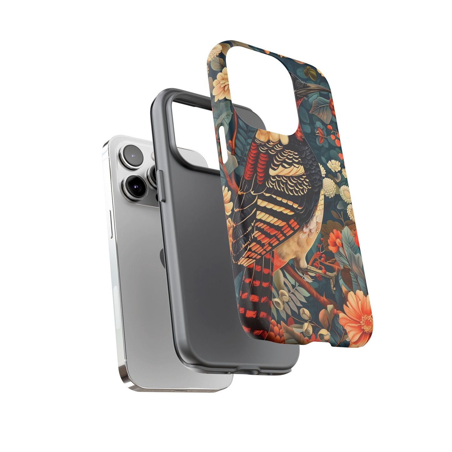 Nature-Inspired Phone Case with Floral Art, Tough Phone Cover, Protective Case, Gift for Nature Lovers, Unique Phone Accessory