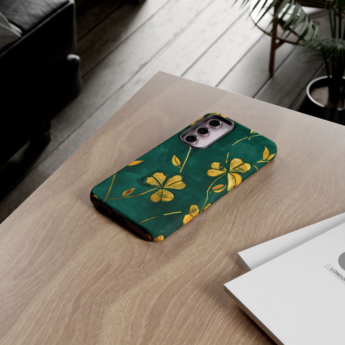 Floral Phone Case with Gold Accents, Tough Phone Cover, Stylish Phone Protector, Unique Gift for Her, Nature Lover Accessory