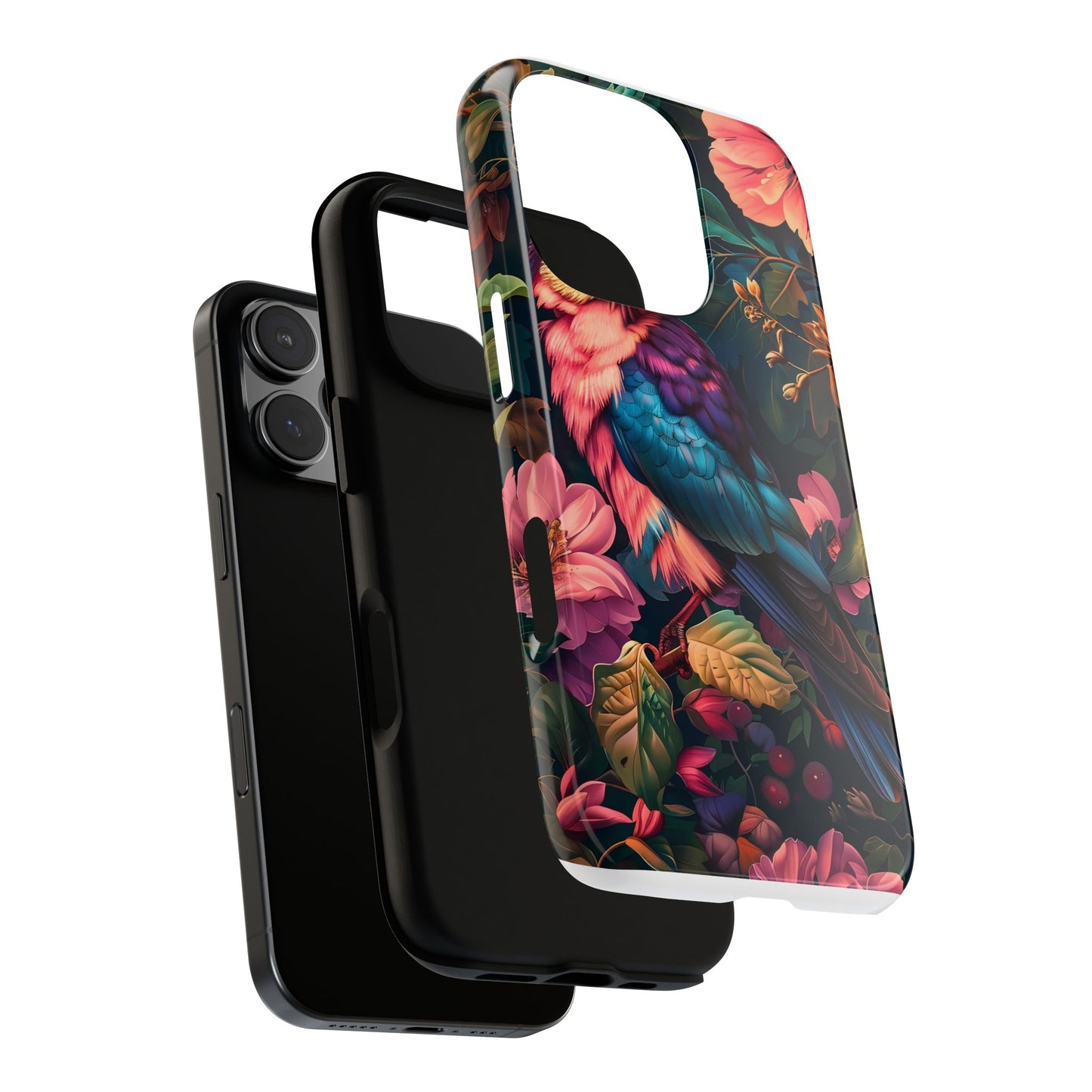 Tough Cases: Vibrant Tropical Bird Phone Case, Floral Smartphone Cover, Nature Lover Gift, Boho Phone Accessory, Cute Bird Case