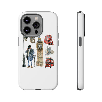 London Iconic Design Phone Case, Tough Cases, Gift for Travelers, London Souvenir, London Icons, Red Bus Phone Case