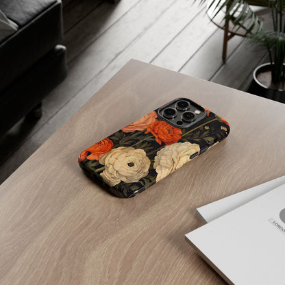 Floral Phone Case with Tough Protection, Blooming Ranunculus Design, Durable Cover, Gift for Flower Lovers, Eco-Friendly Phone Accessory
