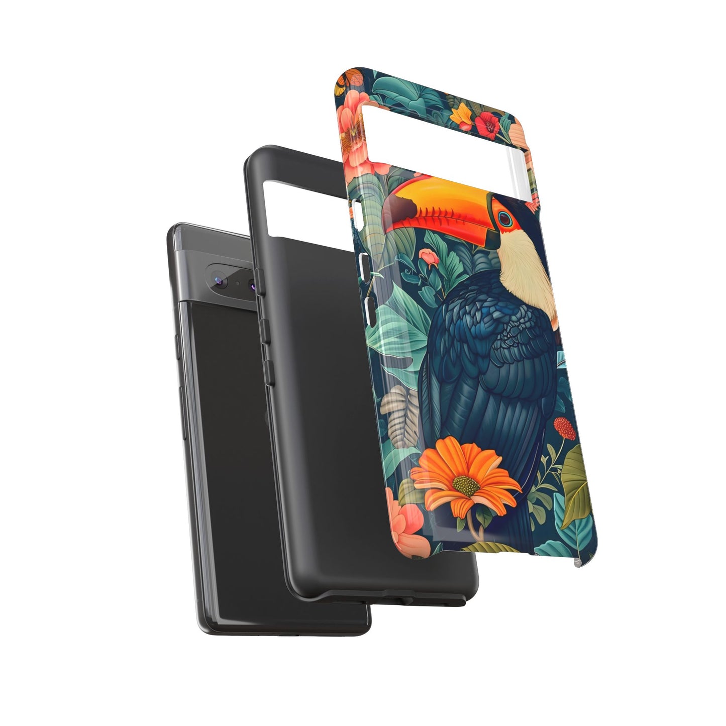 Tropical Toucan Phone Case - Cute Animal Design, Nature Lover Gift, Floral Pattern, Bird Lover Accessory, Summer Vibes