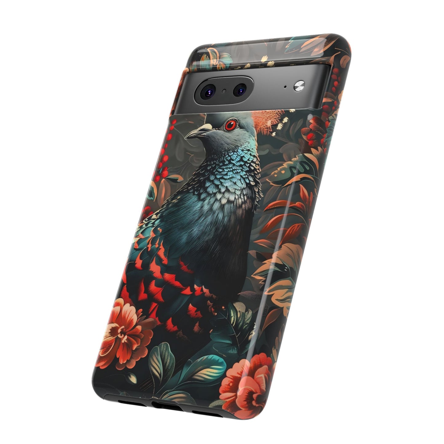 Floral Peacock Phone Case, Tough Cases, Artistic Phone Cover, Unique Gift, Nature Lover Accessory, Protective Case