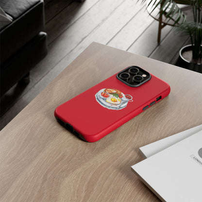 Breakfast-Inspired Phone Case, Tough Phone Covers, Foodie Gifts, Unique Accessories, Cute Kitchen Decor, Red Phone Case
