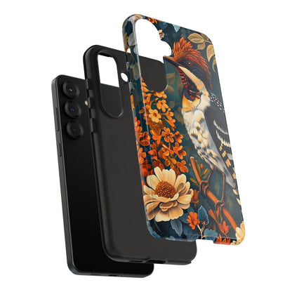 Tough Cases: Floral Bird Phone Case, Vintage Style Cover, Nature Lover Gift, Botanical Design, Spring Inspire Fashion