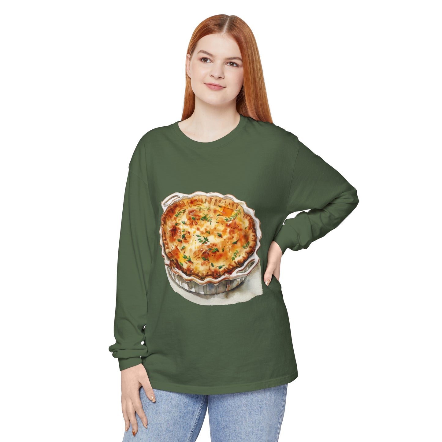 Unisex Garment-dyed Long Sleeve T-Shirt - Delicious Feast of National Favorites