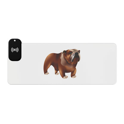 British Bulldog Illustration - LED Gaming Mouse Pad with Wireless Charging - Stylish & Functional Desk Accessory for Gamers, College Students, Home Office, Gifts