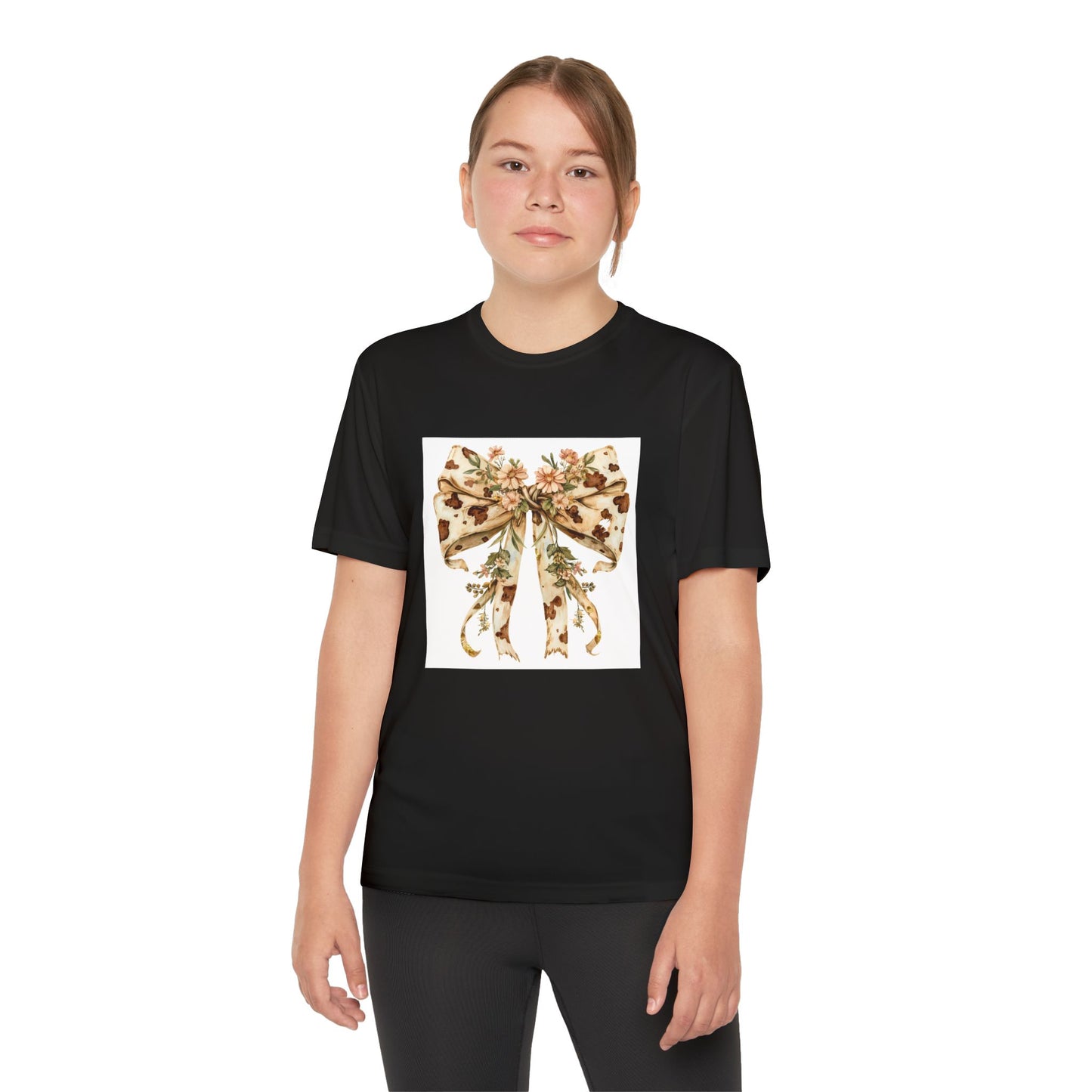 Floral Bow Youth Tee - Stylish & Playful Design for Kids