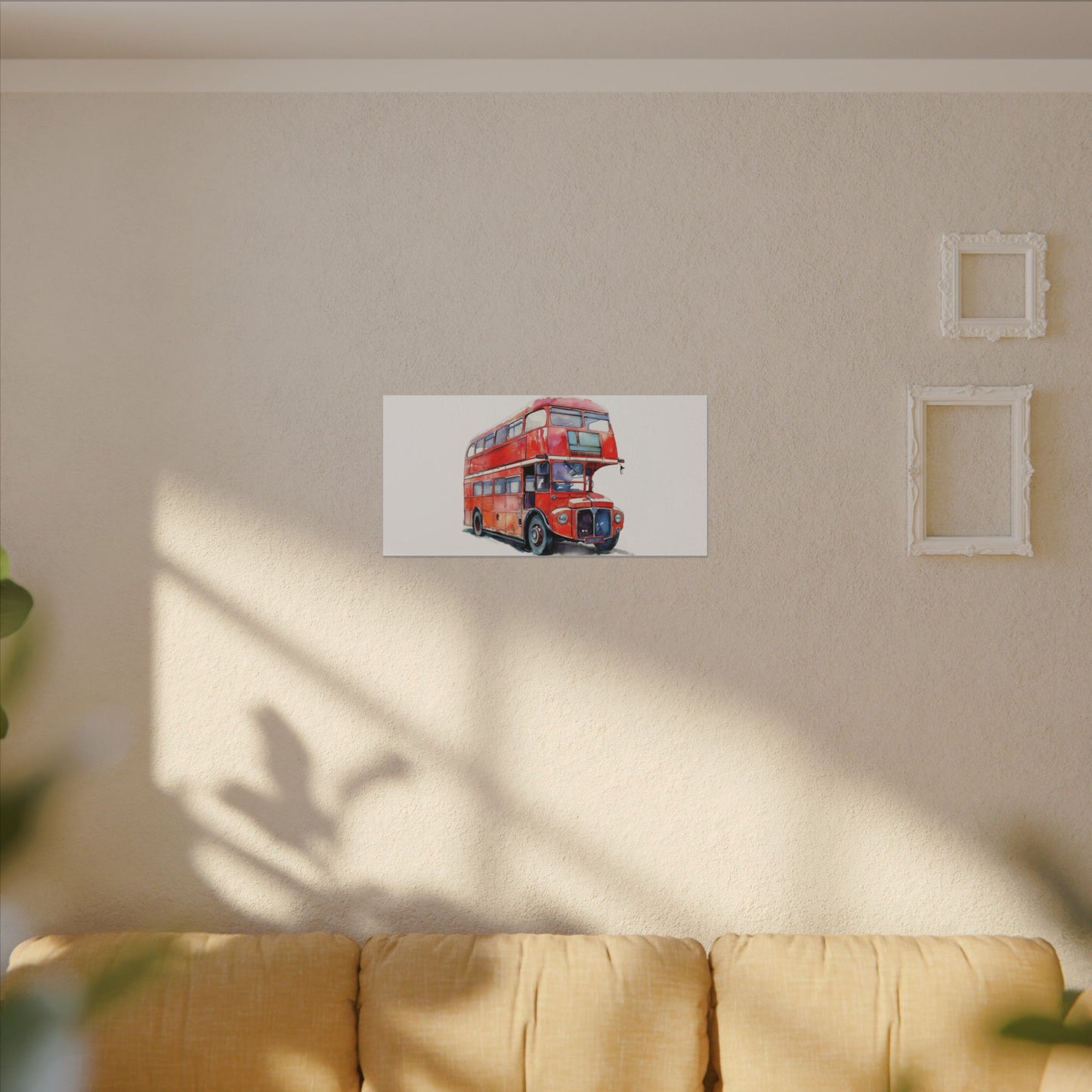 London Red Double-Decker Bus Art Canvas Print, Wall Decor for Travel Lovers, Home Office Gift, Unique Artwork for All Occasions