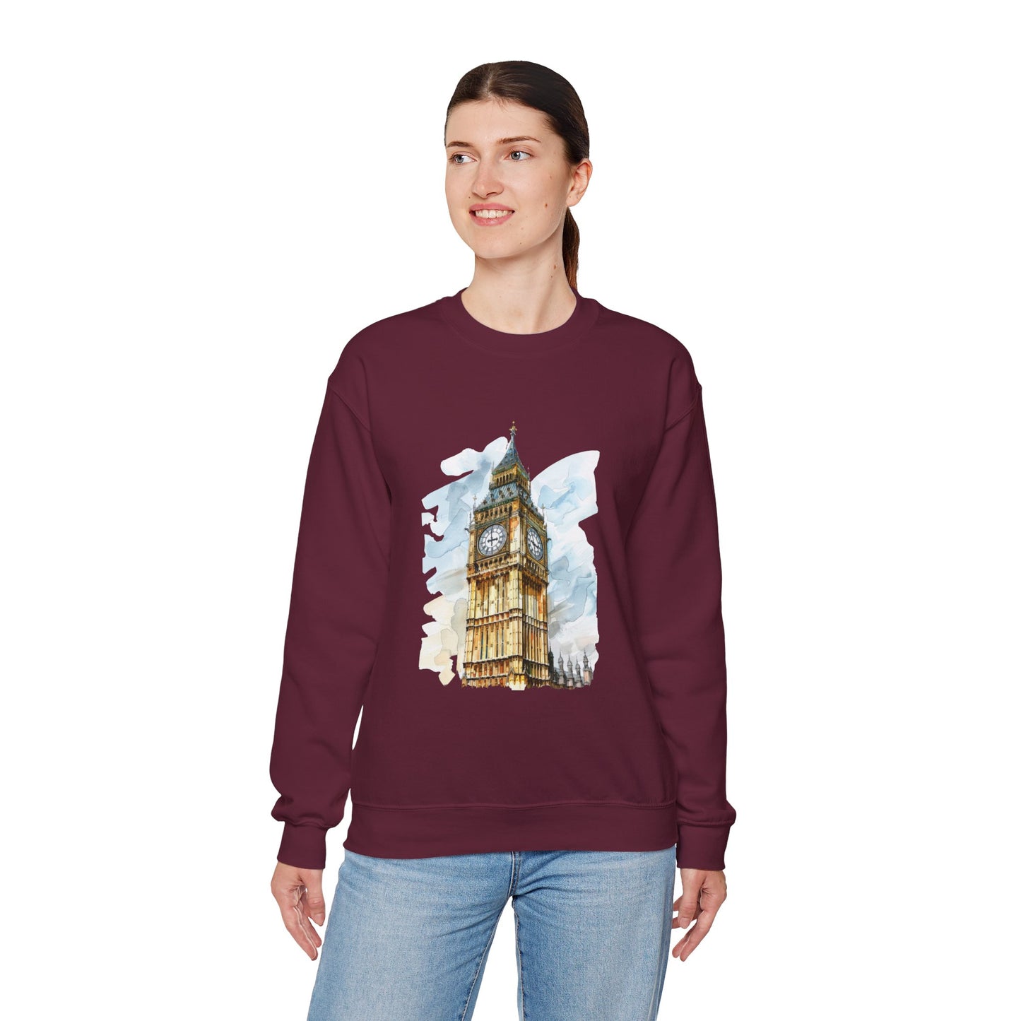 Unisex Heavy Blend™ Crewneck Sweatshirt - Towering Time - Big Ben and British Heritage
