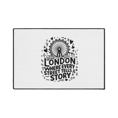 Stylish Heavy Duty Floor Mat - London Street Story Design, Home Decor, Indoor/Outdoor Rug, Entryway Mat, Gift for Travelers