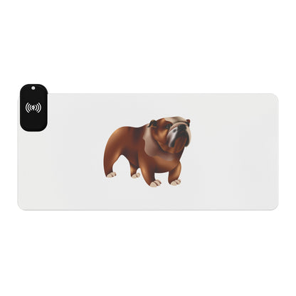 British Bulldog Illustration - LED Gaming Mouse Pad with Wireless Charging - Stylish & Functional Desk Accessory for Gamers, College Students, Home Office, Gifts