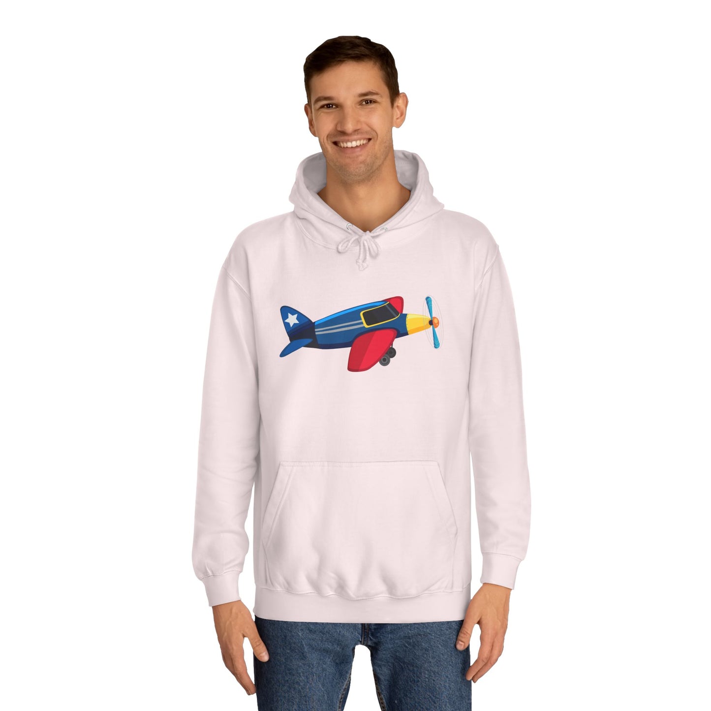 Unisex College Hoodie - Vibrant Vintage Airplane Design