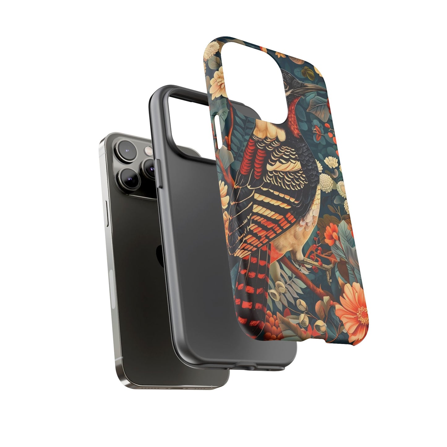 Nature-Inspired Phone Case with Floral Art, Tough Phone Cover, Protective Case, Gift for Nature Lovers, Unique Phone Accessory