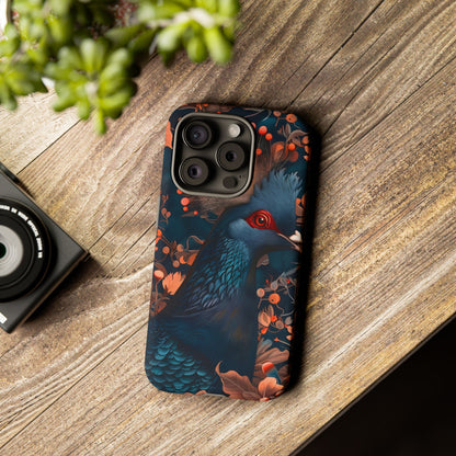 Vibrant Phone Case with Floral Peacock Design - Tough Cases, Artistic Phone Cover, Unique Gift for Nature Lovers, Stand Out Tech Accessory