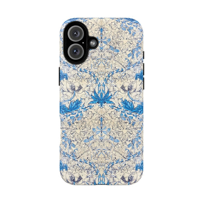 Elegant Floral Phone Case, Tough iPhone Cover, Stylish Mobile Protector, Blue Patterned Case, Unique Gift for Her