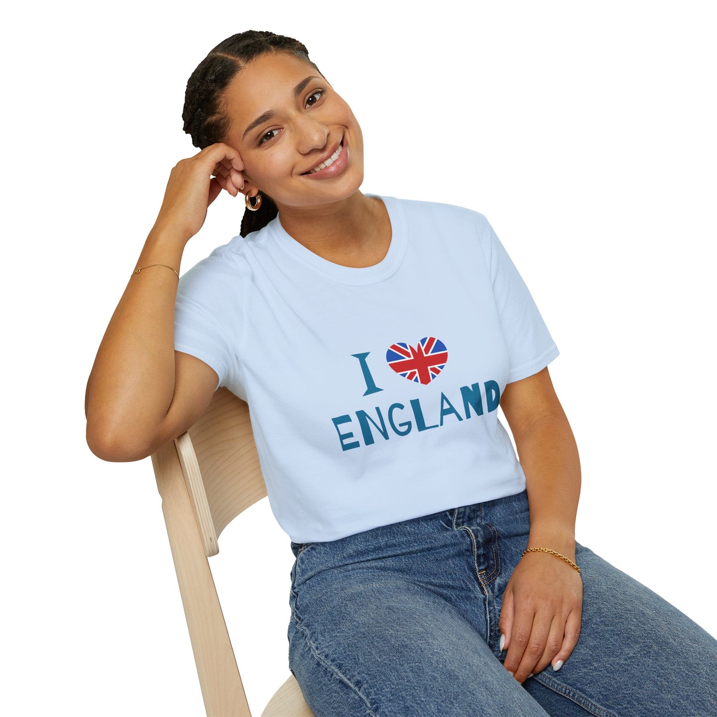 Unisex Softstyle T-Shirt - I Love England - Union Jack Heart Design