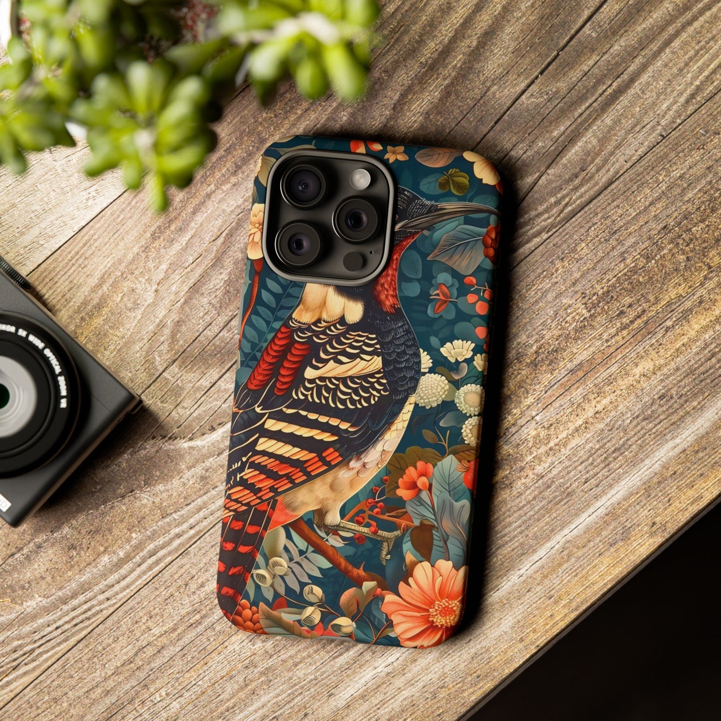 Nature-Inspired Phone Case with Floral Art, Tough Phone Cover, Protective Case, Gift for Nature Lovers, Unique Phone Accessory