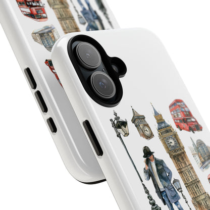 London Iconic Design Phone Case, Tough Cases, Gift for Travelers, London Souvenir, London Icons, Red Bus Phone Case