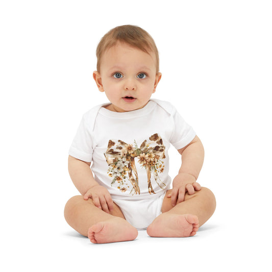 Floral Bow Infant One Piece - Cute Baby Bodysuit for Newborns