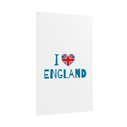 I Love England Rolled Poster - UK Travel Decor, Gift for Britains, Wall Art for Home, London Souvenir, Love England