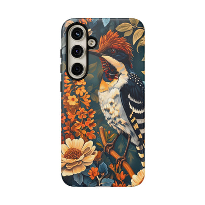 Tough Cases: Floral Bird Phone Case, Vintage Style Cover, Nature Lover Gift, Botanical Design, Spring Inspire Fashion