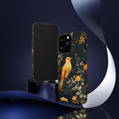 Floral Phone Case, Tough Cases with Bird Design, Nature Lover Gift, Stylish Protection, Birthday Present, Floral Phone Cover