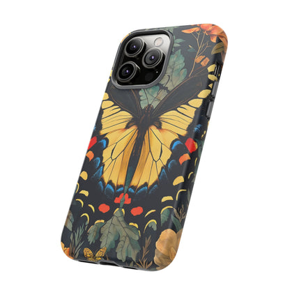 Butterfly Floral Phone Case, Art-inspire Tough Case, Gift for Nature Lovers, Butterfly Pattern Cover, Eco-Friendly Mobile Accessory