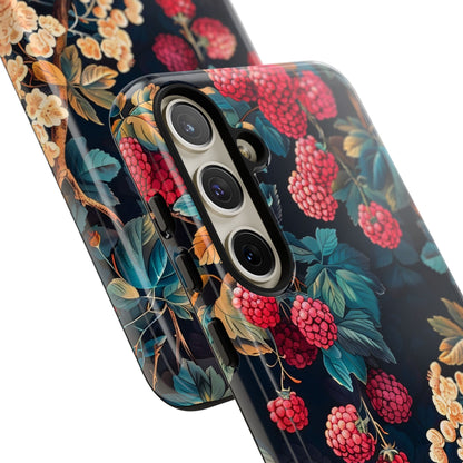 Floral Phone Case with Berry Design, Durable Phone Cover, Floral Print, Gift for Plant Lovers, Nature-Inspired Accessory