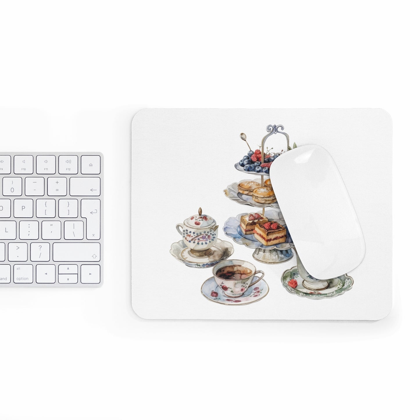 Elegant Tea Party Mouse Pad, Floral Design, Office Decor, Unique Gift for Tea Lovers, Home Office Accessories, Kitchen Table