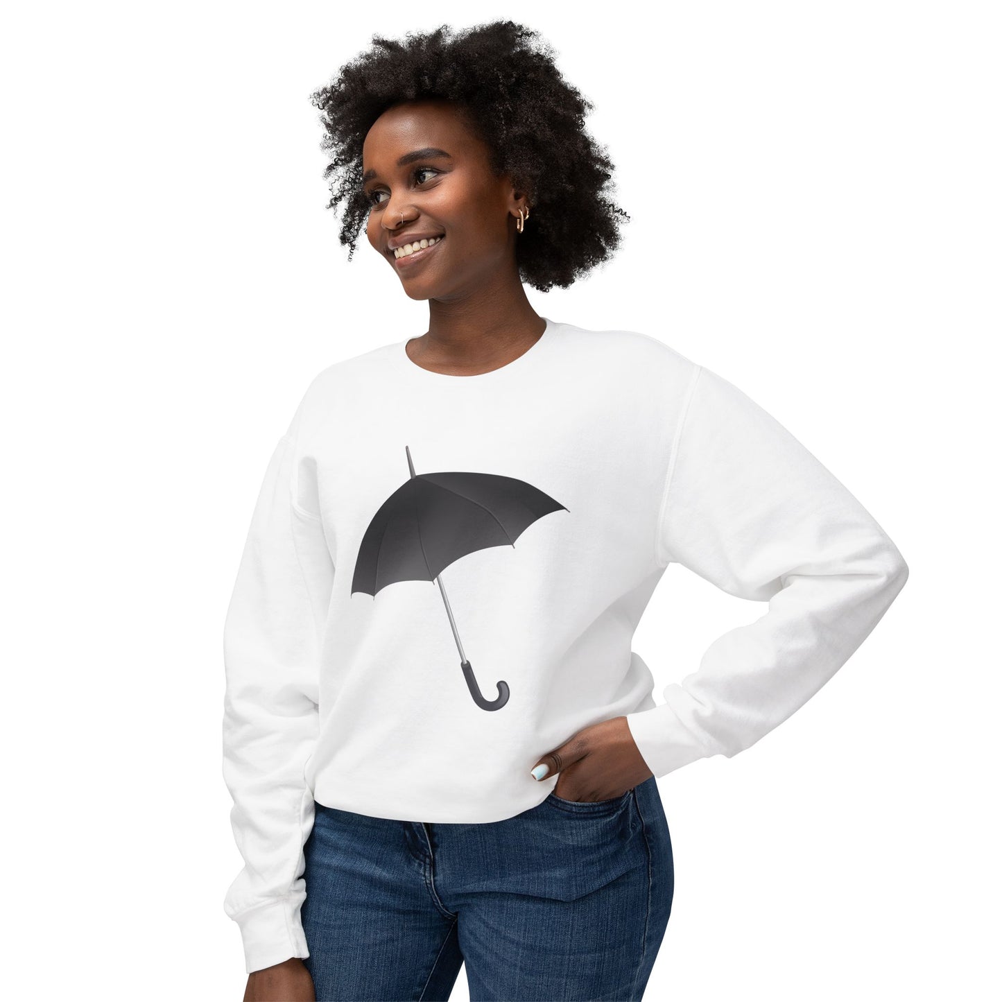 Unisex Lightweight Crewneck Sweatshirt - Regal Royal Umbrella - Elegant and Majestic Design