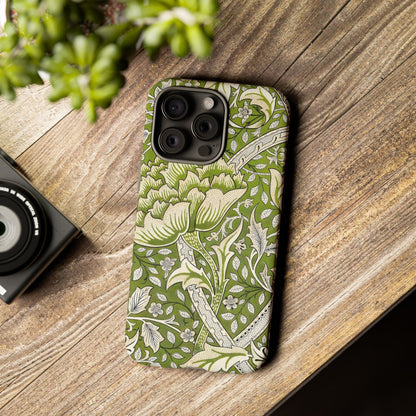 Stylish Phone Case with Floral Design, Durable Protective Cover for iPhone, Unique Gift for Birthdays, Mother's Day, Green Aesthetic