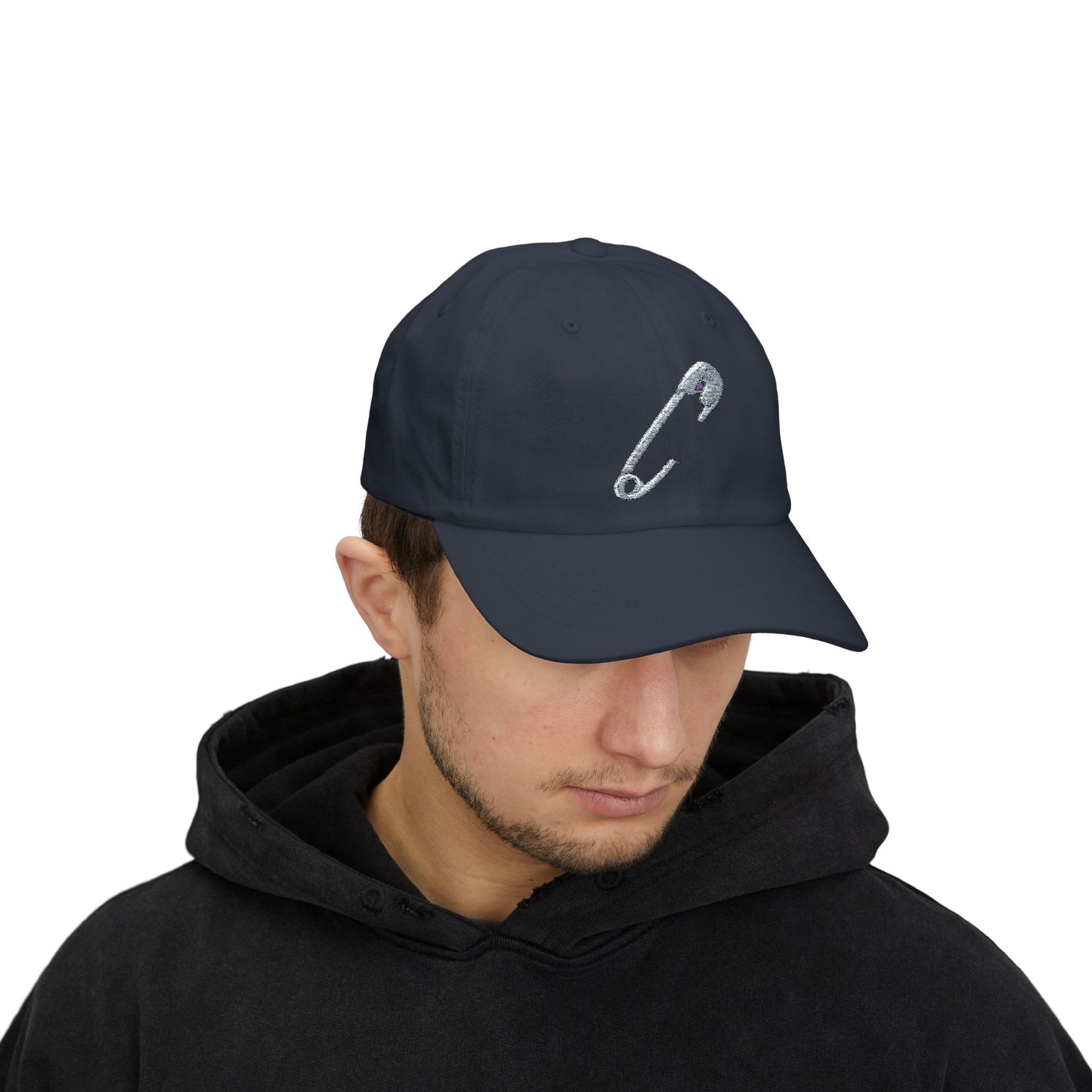 Classic Dad Cap with Safety Pin Design | Casual Headwear, Gift for Dads, Everyday Style, Birthday or Father's Day Gift, Trendy Accessories