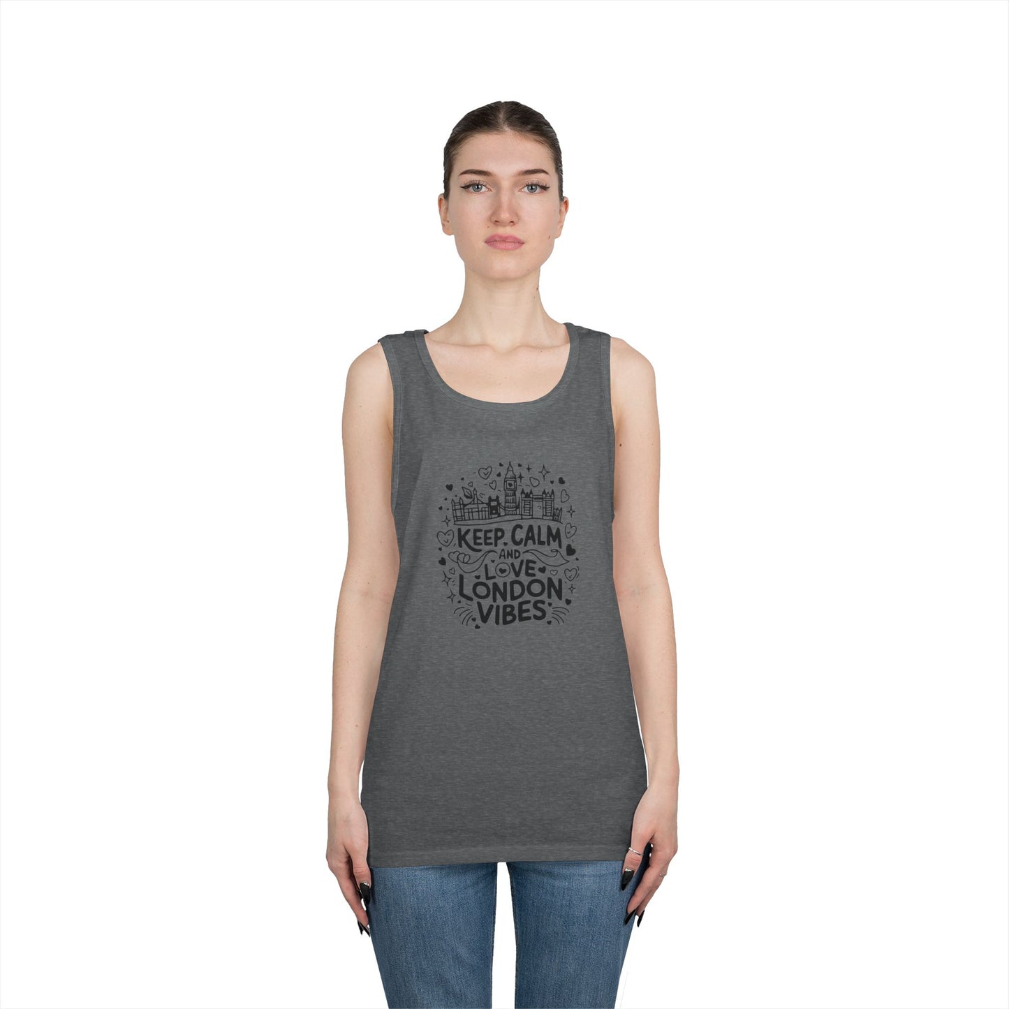 Unisex Heavy Cotton Tank Top - Keep calm and love London vibes