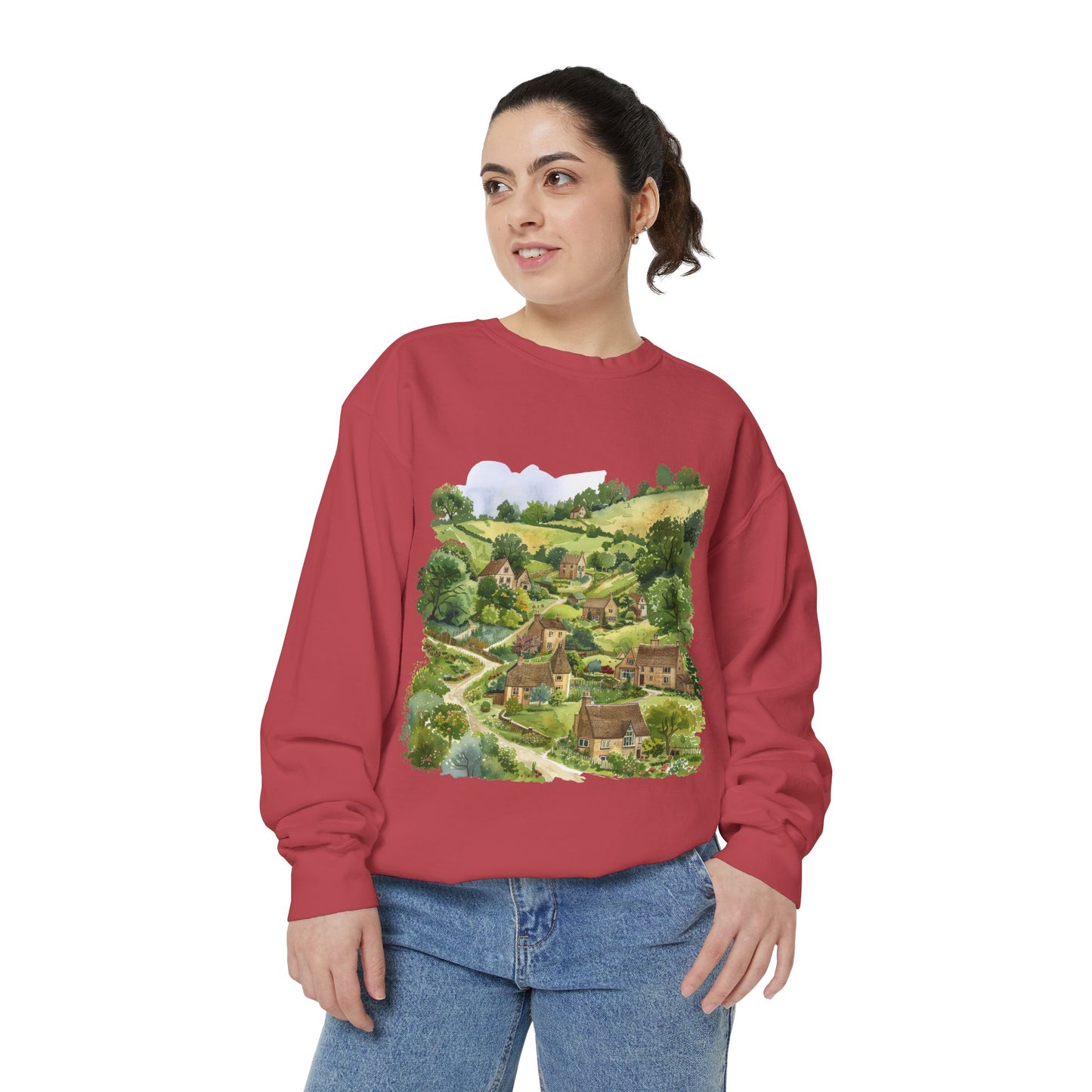 Unisex Garment-Dyed Sweatshirt - Green & Serene - Nature in the UK