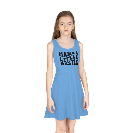 Girls' Sleeveless Sundress - Cute Mama's Little Bestie Sublimation Graphic - Cute and Fun Summer Dress