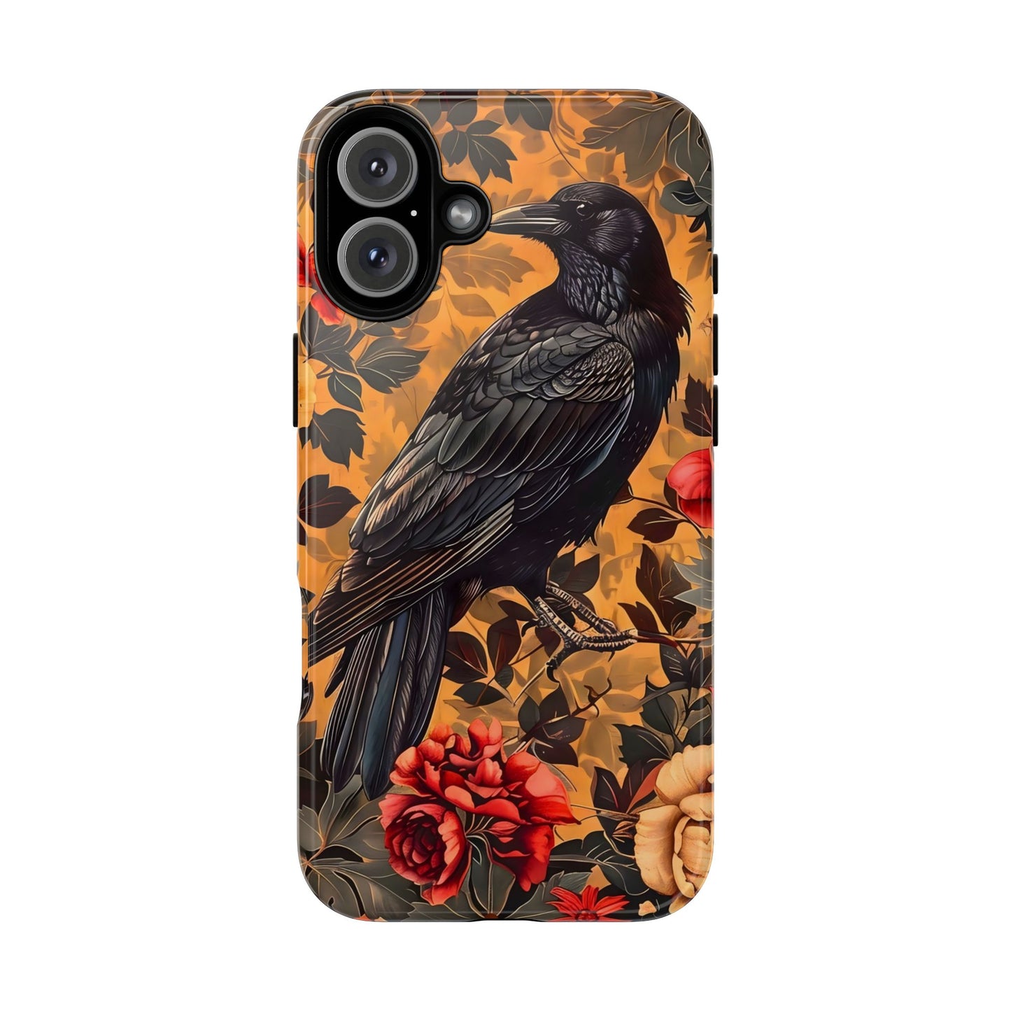 Raven Floral Phone Case - Tough Cases, Blackbird Decor, Gift for Nature Lovers, Bird Themed Accessories, Unique Phone Cover