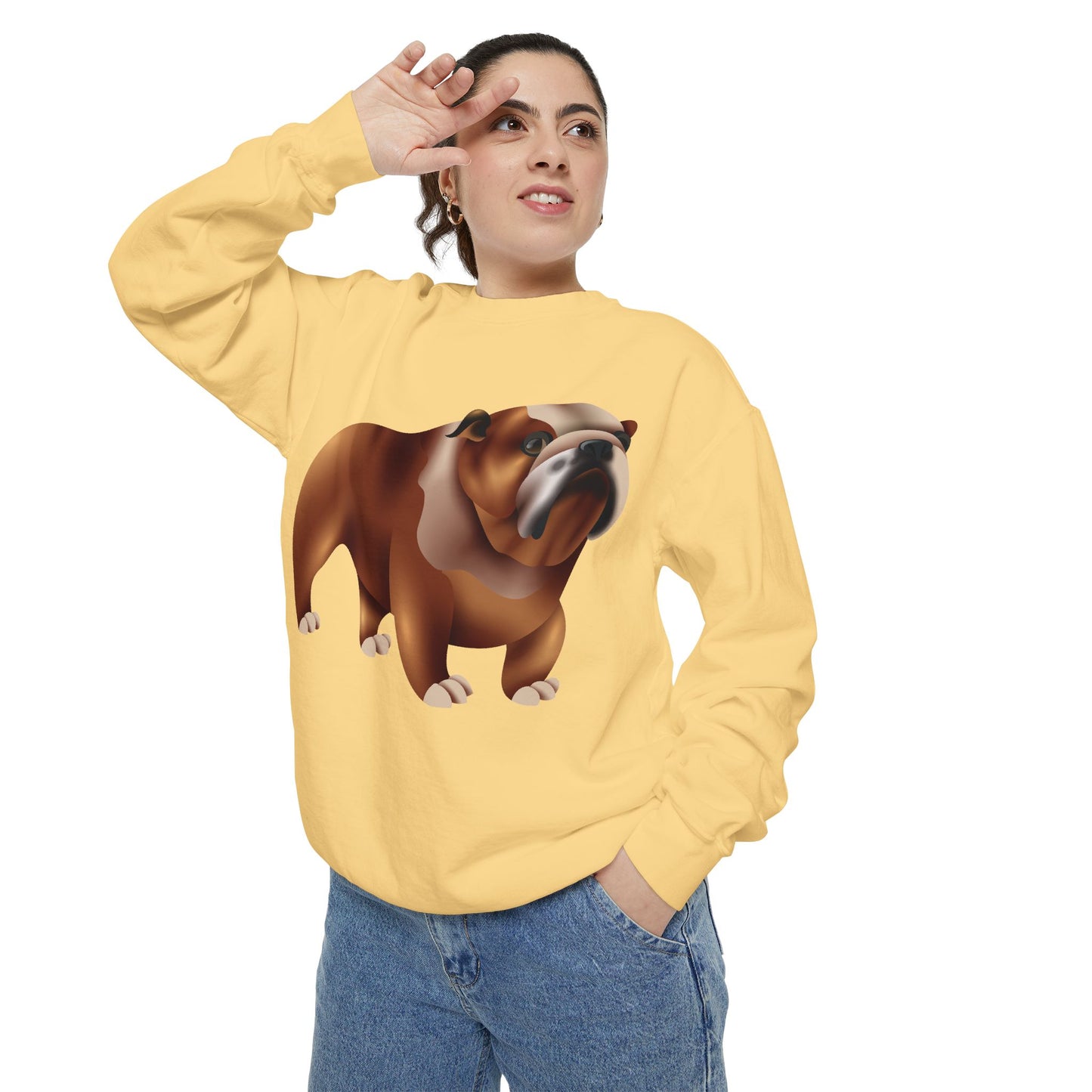 Unisex Garment-Dyed Sweatshirt - Adorable British Dog