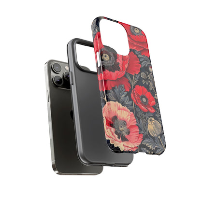 Floral Phone Case with Artistic Poppies, Tough Cases, Flower Design, Nature Lover Gift, Customizable Mobile Cover, Stylish Phone Accessories