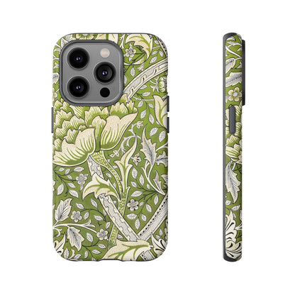 Stylish Phone Case with Floral Design, Durable Protective Cover for iPhone, Unique Gift for Birthdays, Mother's Day, Green Aesthetic