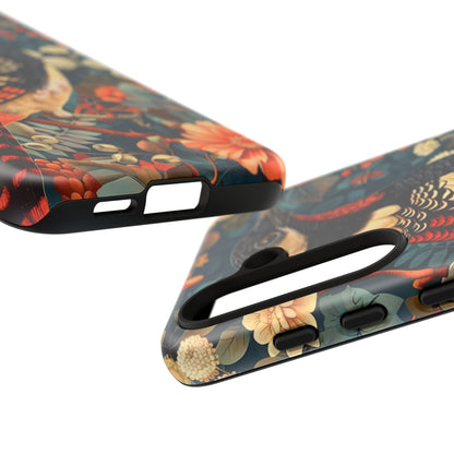 Nature-Inspired Phone Case with Floral Art, Tough Phone Cover, Protective Case, Gift for Nature Lovers, Unique Phone Accessory