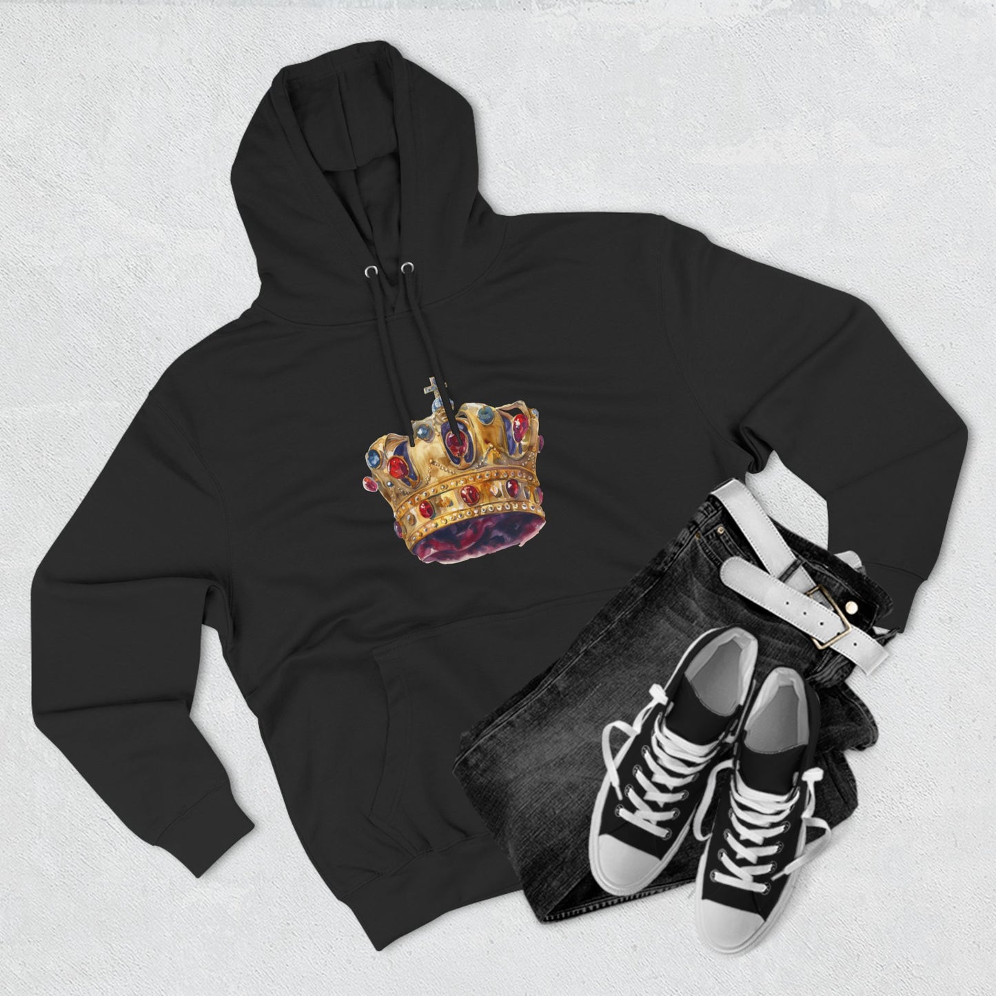 Three-Panel Fleece Hoodie - British Royal Crown - Symbol of Regal Elegance and Authority