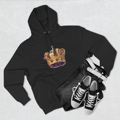 Three-Panel Fleece Hoodie - British Royal Crown - Symbol of Regal Elegance and Authority