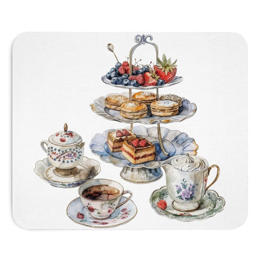 Elegant Tea Party Mouse Pad | Vintage Tea Time Decor, Office Gift, Home Office, Desk Accessories, Tea Lover Gift