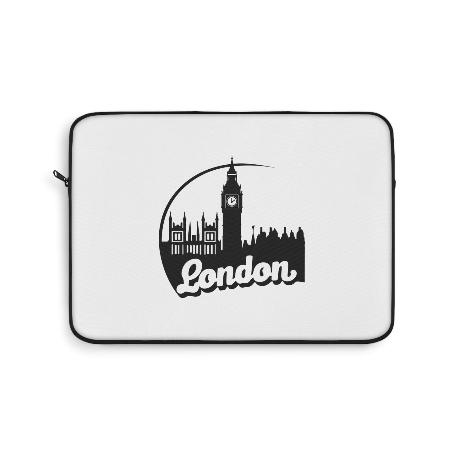 London-Themed Laptop Sleeve, Stylish MacBook Case, Unique Gift for Travelers, Modern Tech Accessory, Black and White Design