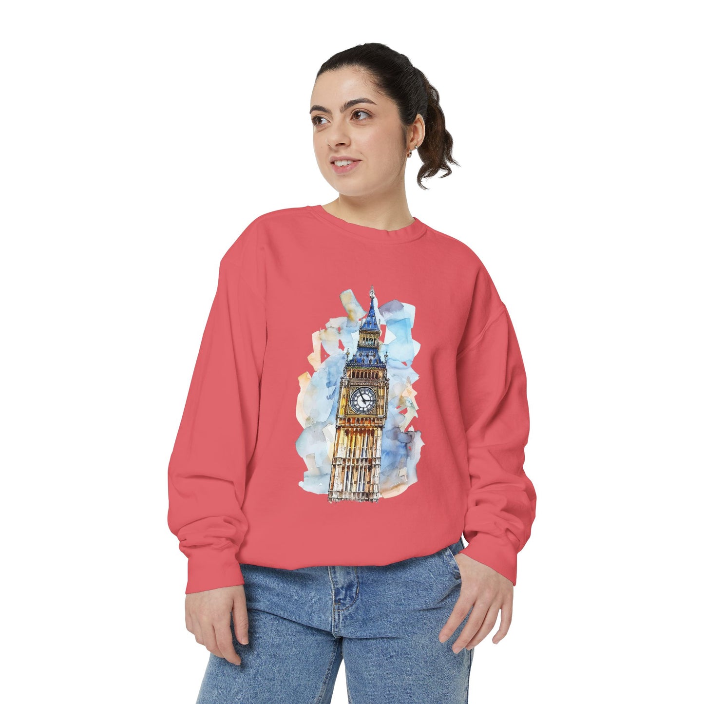 Unisex Garment-Dyed Sweatshirt - London Calling: Iconic Clock Tower