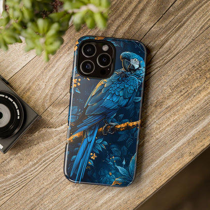 Tough Cases - Vibrant Blue Parrot Phone Case, Tropical Bird Phone Cover, Nature Lover Gift, Eco-Friendly Accessories, Unique Wildlife Decor
