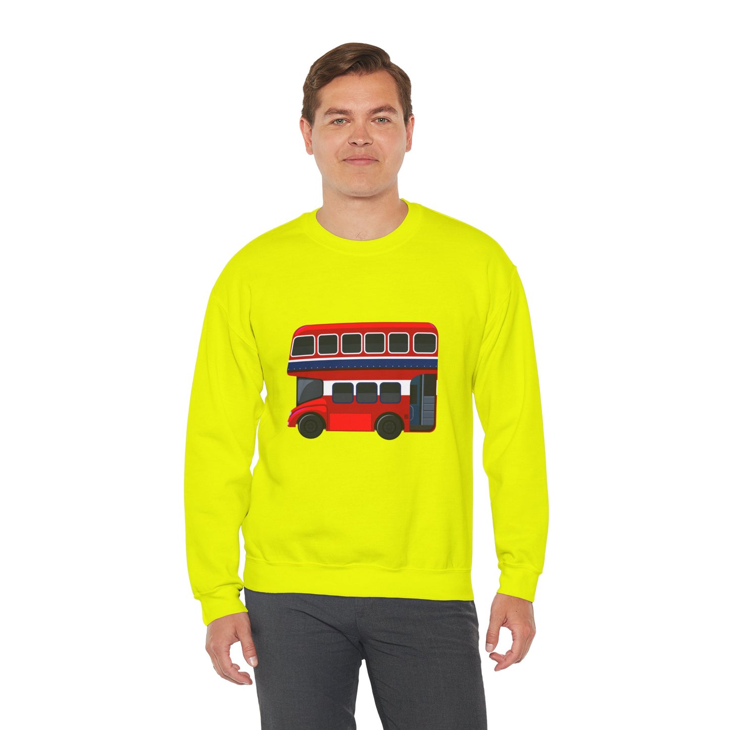 Unisex Heavy Blend™ Crewneck Sweatshirt Trendy - London Transport Red Double-Decker Bus
