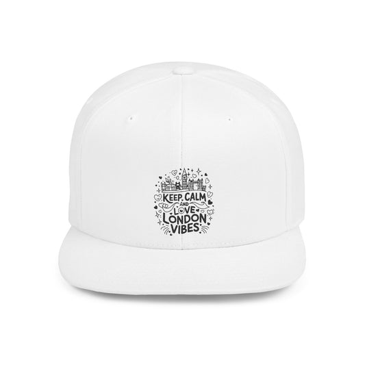 Chic Flat Bill Snapback Hat, Trendy Cap for Everyday Wear, Unique Gift for Birthdays, Fashion Accessory for Summer, Keep Calm London Vibes