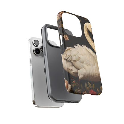 Elegant Swan Phone Case, Floral iPhone Cover, Tough Phone Case, Gift for Her, Nature Lover, Mother's Day, Birthday